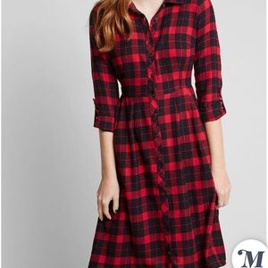 ModCloth Plaid Shirtdress
